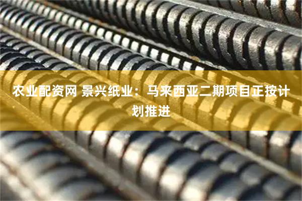 农业配资网 景兴纸业：马来西亚二期项目正按计划推进
